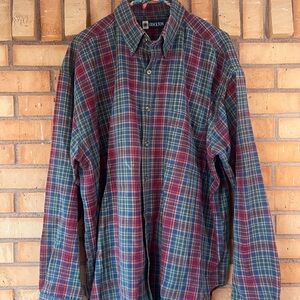 Men's Oversized Plaid Button Down Shirt - Red and Blue